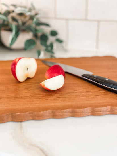 white oak scalloped cutting board made in maine