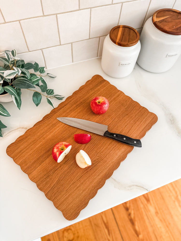 white oak scalloped cutting board made in maine